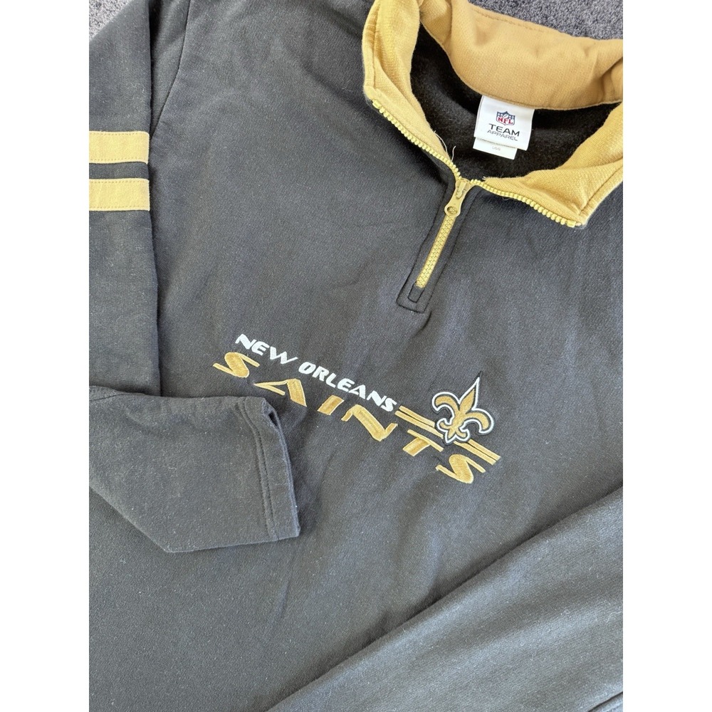 New Orleans Saints 1/4 Zip Pullover Black Gold NFL Team Apparel L